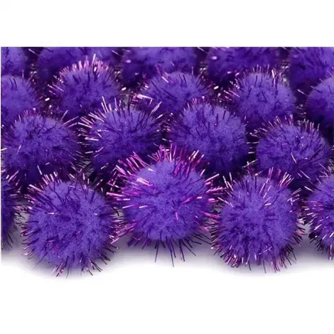 Pompony brokatowe PartyDeco 2cm Fioletowe, 20szt